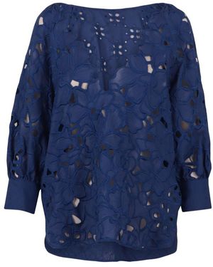 Ermanno Scervino Overhemden ,Blauw ,Geborduurde Blouse