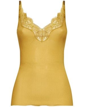 Saint Laurent Tops ,Geel ,Tanktop Met Kant
