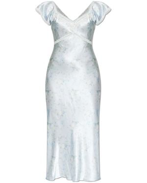 LoveShackFancy Eline Seidenkleid - Blau