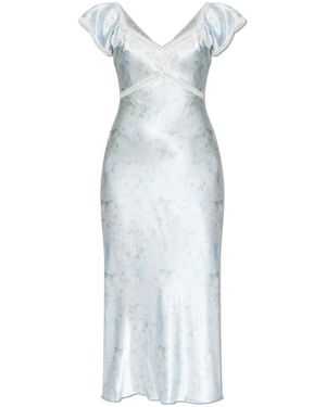 LoveShackFancy Eline Silk Dress - Blauw