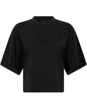 Pinko Tops ,Zwart ,Katoen Katoenen T-Shirt Met Strass