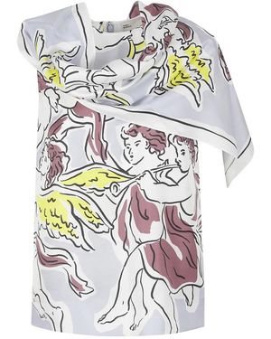 Tory Burch Geprinte Zijden Cape Top - Wit