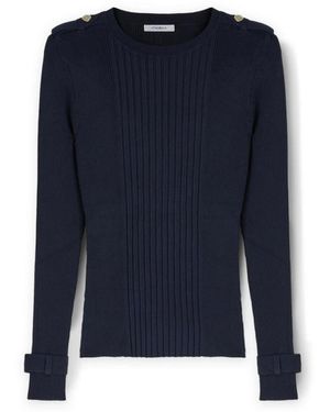mötivi Gerippter Pullover Mit Schulterklappen - Blau