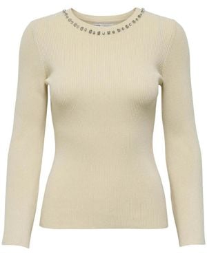 ONLY Natascha Ls Bling O-Neck Trui - Naturel