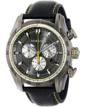 Versace Accessoires ,Grijs ,Leer V-Ray Chronograph - Metallic