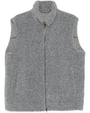 Herno Jassen ,Grijs ,Nylon Mouwloze Gilet Met Hoge Hals En Ritssluiting Vooraan