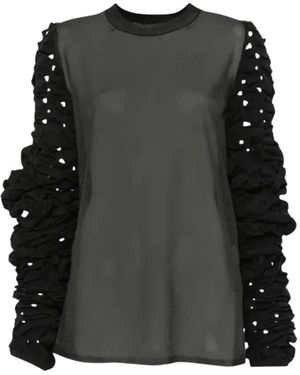 Comme des Garçons Pullover Mit Transparenten Einsätzen Und Gesmokten Ärmeln - Schwarz