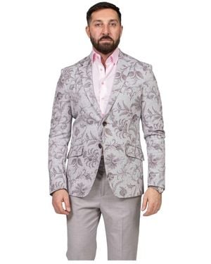 Etro Kostuums ,Veelkleurig ,Leer Giacca Roma - Grijs