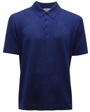 GOES BOTANICAL Perforiertes Merino-Poloshirt - Blau