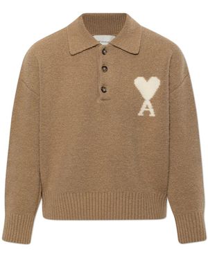 Ami Paris De Coeur Polo Pullover - Braun