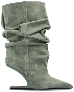 Balmain Schoenen ,Groen ,Leer No Wedge Suede Enkellaarsjes