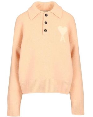Ami Paris Ami De Coeur Polo - Naturel