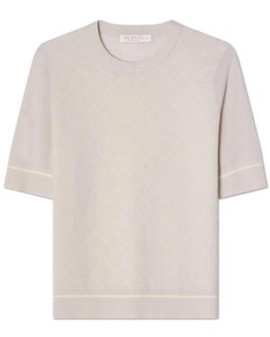 BUSNEL Tops ,Wol Top Met Ronde Hals En Korte Mouwen - Wit