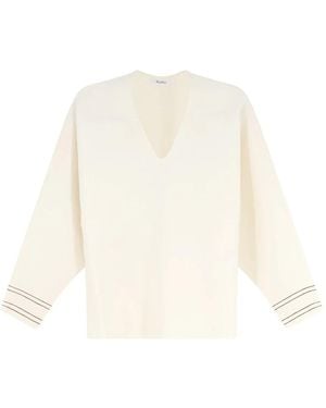 Max Mara Mxmundici Wolle-Mix Trui - Wit