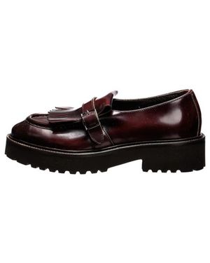 Doucal's Schoenen ,Rood ,Leer Mocassino Frangia Mono Fibbia - Zwart