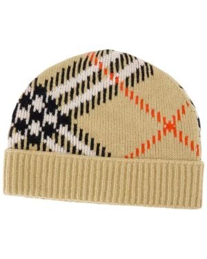 Burberry Beanie Aus Kaschmir-Mix Mit Karomuster - Mettallic