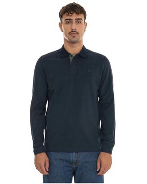 Harmont & Blaine Polo Met Lange Mouwen Van Geborstelde Jersey - Blauw