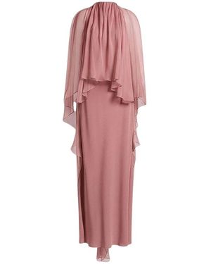 Alberta Ferretti Kleedjes ,Roze ,Chiffon Enver Satin Gown Met Chiffon Cape