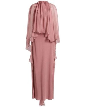 Alberta Ferretti Kleedjes ,Roze ,Chiffon Enver Satin Gown Met Chiffon Cape