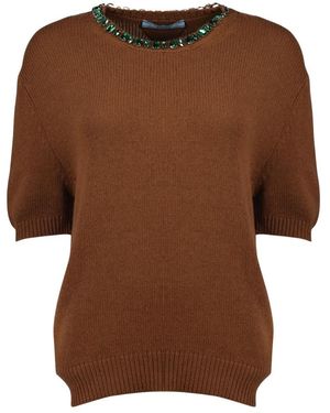 Prada Rundhals-Strickware - Braun