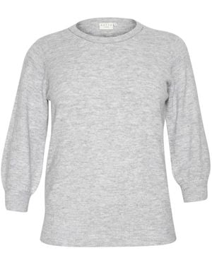 Kaffe Truien & Vesten ,Grijs ,Polyester Grijze Melange Trui Met Glimmerrand