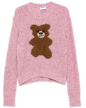 Moschino Truien & Vesten ,Roze ,Teddy Bear Bouclé Trui