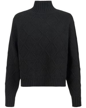 Elisabetta Franchi Schwarzer Rollkragenpullover Mit Diamantmuster
