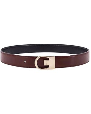 Saint Laurent Leren Riem Met Gouden Gesp - Bruin