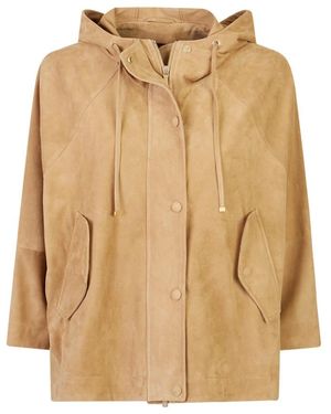 Eleventy Leather Jackets - Natural