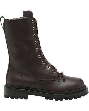 Sergio Rossi Schoenen ,Bruin ,Lace-Up Boots - Zwart