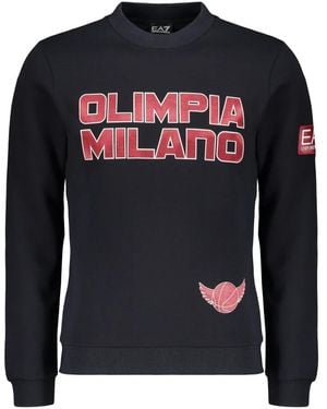 EA7 Sweatshirt Met Contrasterend Logo - Zwart