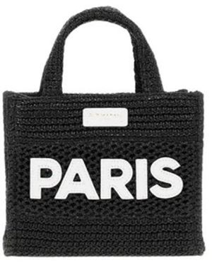 Rue Madam Tassen ,Zwart ,Katoen Mini Havana Tote Met Gewatteerd Logo