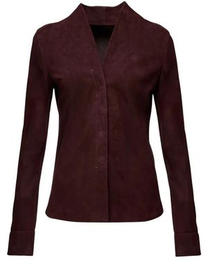 V S P Talia Leren Overhemd - Paars