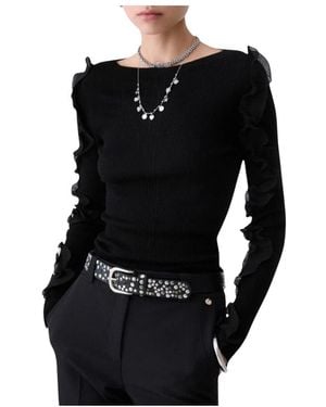 Liu Jo Wollpullover Mit Rüschen - Schwarz