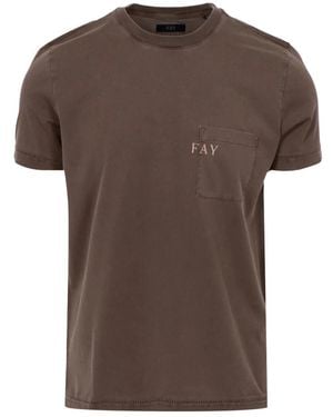 Fay Baumwoll-Jersey T-Shirts Und Polos - Braun