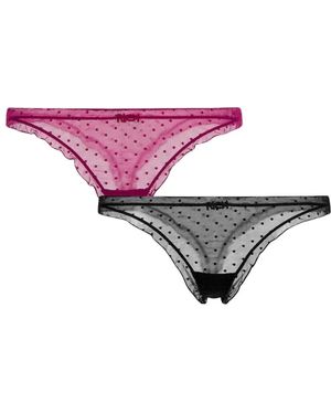 John Richmond Geborduurde Polka Dot Bikini Slip - Paars