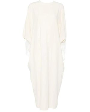 Alberta Ferretti Kleedjes ,Wit ,Maxi Jurk Met Boothals En Verenboord