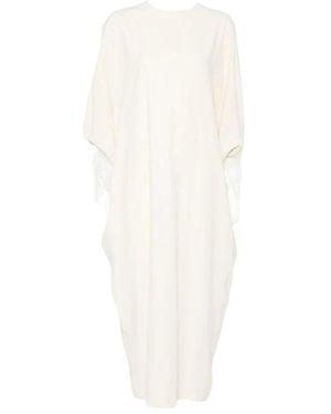 Alberta Ferretti Maxikleid Mit Federbesatz Und Rundhalsausschnitt - Weiß