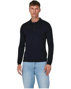 Only & Sons Lange Mouw Polo Voor Mannen - Blauw