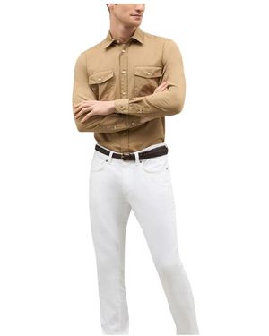 Boglioli Garment-Dyed Poplin Hemd - Weiß