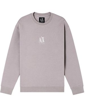 ARMANI EXCHANGE Hoodies & Sweatvesten ,Grijs ,Katoen Crewneck Sweatshirt - Paars