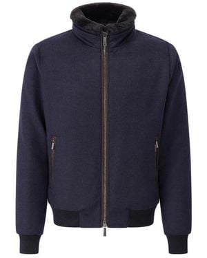 Moorer Luxuriöse Woll-Kaschmir-Jacke Mit Daunen - Blau