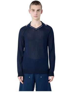 Wales Bonner V-Neck Knitwear - Blue