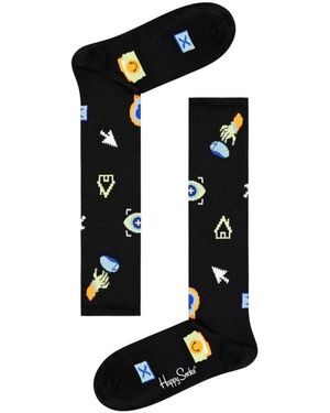 Happy Socks Ondergoed ,Zwart ,Katoen Pixel Crew Socks