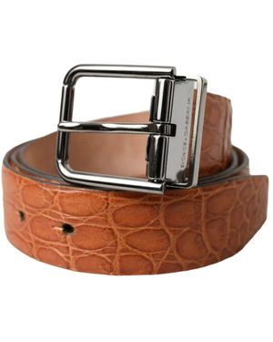 Dolce & Gabbana Exotischer ledergürtel mit silberner schnalle - Braun