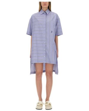 JW Anderson Short Sleeve Step Hem Shirt Dress - Blau