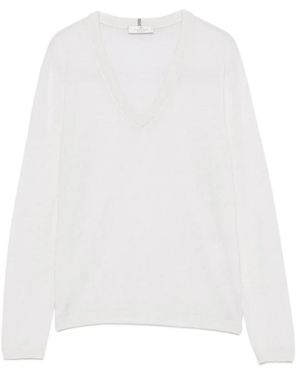 Panicale Kaschmir-Pullover Mit V-Ausschnitt - Weiß