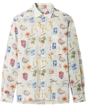 Hartford Overhemden ,Veelkleurig ,Patt Vacation Print Shirt - Wit