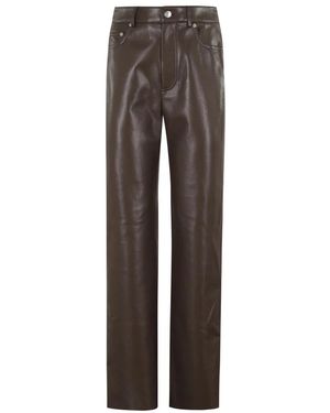 Nanushka Broeken ,Bruin ,Leer Imitatie Leren Chocolade Broek Seldes Model - Grijs