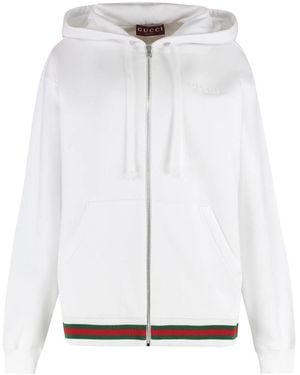 Gucci Baumwollhoodie Mit Durchgehendem Reißverschluss - Weiß